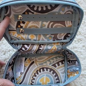 Thirty-one travel small jewelry box blue/gray strip NWOT